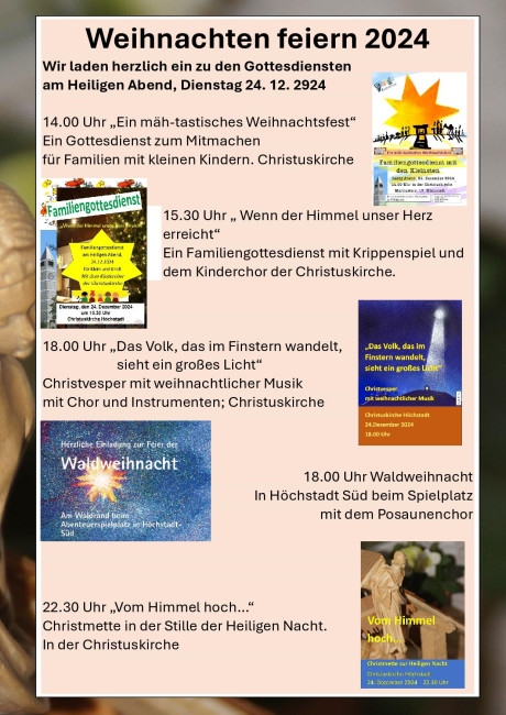 Übersicht der Gottesdienste